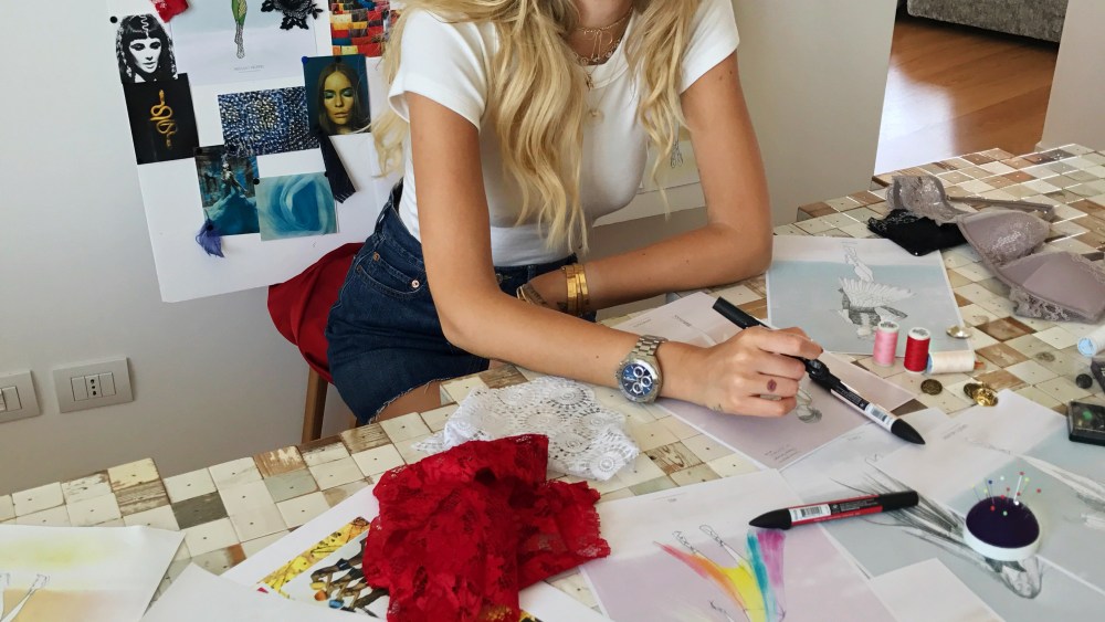 Chiara Ferragni working on the costumes for "Intimissimi on Ice 2017."