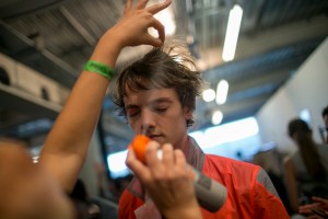 Backstage at Christopher Raeburn Men's Spring 2018
