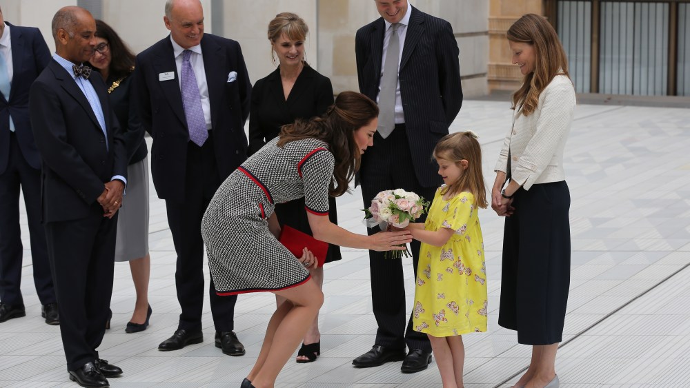 The Duchess of Cambridge (in Gucci) visits the Victoria & Albert Museum
