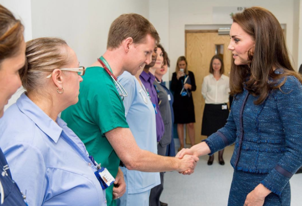 The Duchess of Cambridge (in Rebecca Taylor) visited victims of the London terror attack at King’s College Hospital