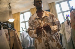 Backstage at Edward Crutchley Men's Spring 2018