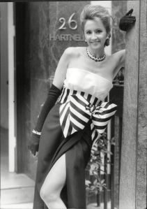 Sally Burton Widow Of Actor Richard Burton In Sonic Lady Gown Designed By Gina Fratini 1990.