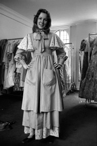 Model wearing a Holly Hobby-style dress from British designer Gina Fratini's Fall 1972 RTW collection