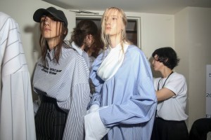 Backstage at Juun J Men's Spring 2018