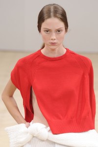 A model on the runway at J.W. Anderson's spring 2014 show.