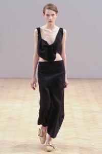 A model on the runway at J. W. Anderson's fall 2014 show.