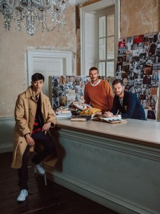 A model in a look from Kent Curwen, David Beckham, and Kent Curwen.