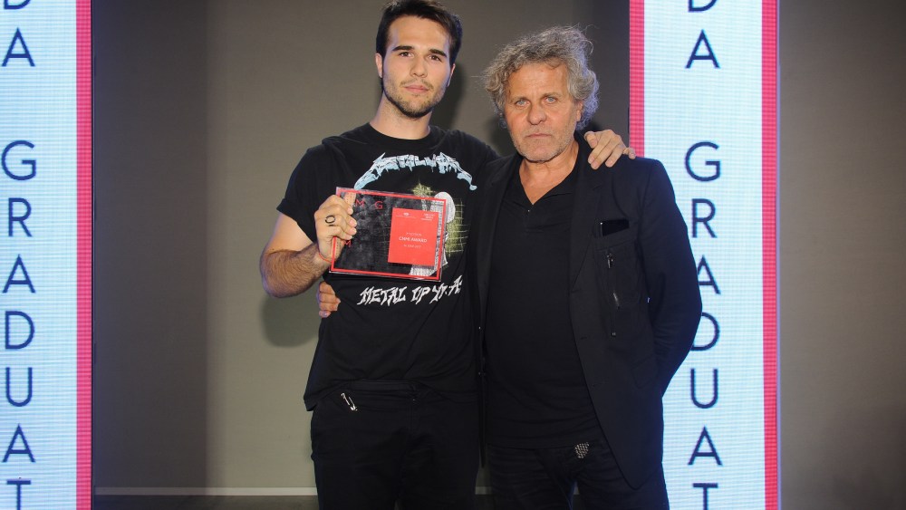 Renzo Rosso with Camera Nazionale della Moda Award winner Alberto Furlan