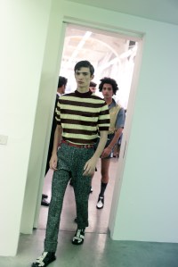 Backstage at Prada Men's Spring 2018
