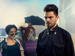 Ruth Negga as Tulip O'Hare, Joseph Gilgun as Cassidy, Dominic Cooper as Jesse Custer - Preacher _ Season 2, Gallery - Photo Credit: Marco Grob/AMC