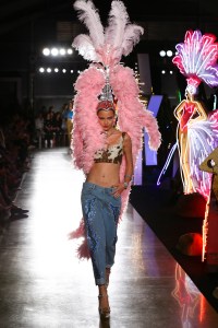 Model on the catwalkMOSCHINO Spring Summer 2018 Menswear and Women's Resort Collection, Runway, Los Angeles, USA - 08 Jun 2017