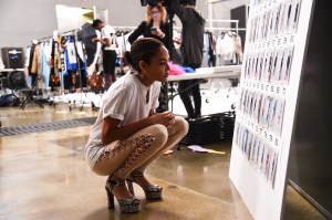 Joan Smalls backstageMOSCHINO Spring Summer 2018 Menswear and Women's Resort Collection, Backstage, Los Angeles, USA - 08 Jun 2017