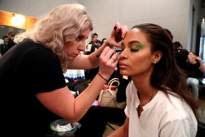 Joan Smalls backstageMOSCHINO Spring Summer 2018 Menswear and Women's Resort Collection, Los Angeles, USA - 08 Jun 2017
