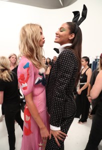 Stella Maxwell and Joan Smalls backstageMOSCHINO Spring Summer 2018 Menswear and Women's Resort Collection, Los Angeles, USA - 08 Jun 2017