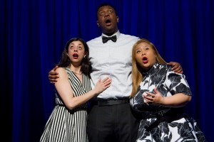 Paloma Nuñez, Brandon Hackett, and AnnPornel of Second City in Toronto.