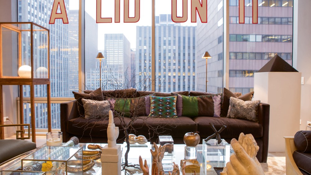 Lawrence WeinerA Lid On ItMirrored vinyldimensions vary w installation2007Estimate $70/90,000