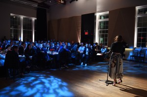 Glennda Testone speaking at the event.