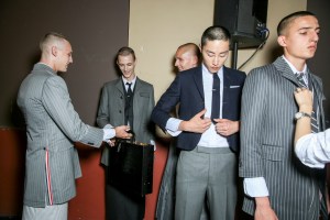 Backstage at Thom Browne Men's Spring 2018