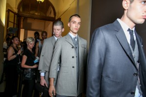 Backstage at Thom Browne Men's Spring 2018