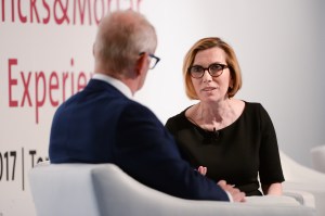 Liz Rodbell with John Mahony, group chief executive officer of Reputation Inc.