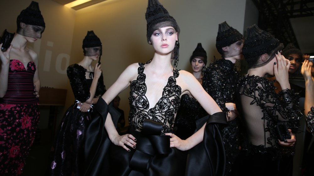Backstage at Giorgio Armani Privé Couture Fall 2017