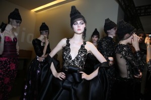 Backstage at Giorgio Armani Privé Couture Fall 2017