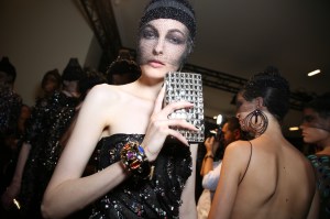 Backstage at Giorgio Armani Privé Couture Fall 2017