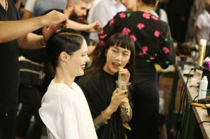 Backstage at Jean Paul Gaultier Couture Fall 2017