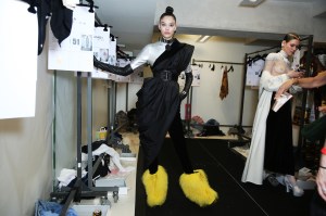 Backstage at Jean Paul Gaultier Couture Fall 2017