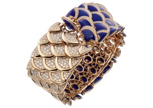 Eurythmie bracelet in diamonds and lapis lazuli, completely reversible bracelet in turning the scale.
