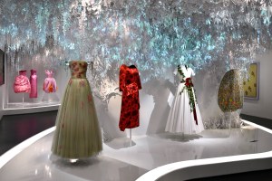 Designs by Maria Grazia Chiuri and Christian Dior in the Dior exhibition at Les Arts Décoratifs. 