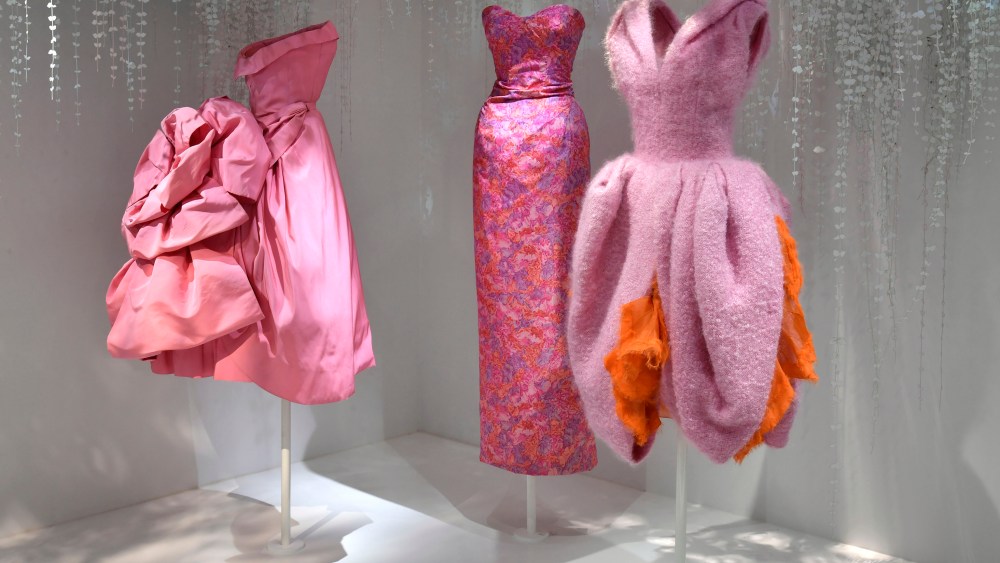 Dresses by Christian Dior and John Galliano in the Dior exhibition at Les Arts Décoratifs. 