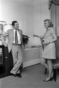 Francois Truffaut talking with Jeanne Moreau