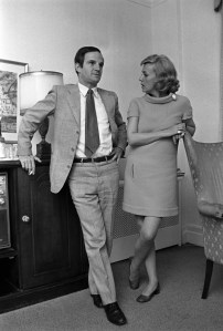 Francois Truffaut talking with Jeanne Moreau