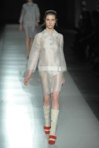A model on the runway at Prada's fall 2011 show.Prada Fall 2011 RTW, Milan