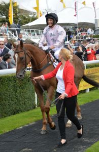 Shadi Halliwell riding Harriets Hacker at The Goodwood Ladies Race