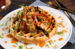 Chicken and waffles by chef Lorena Garcia