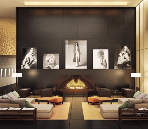 A fireplace lounge.