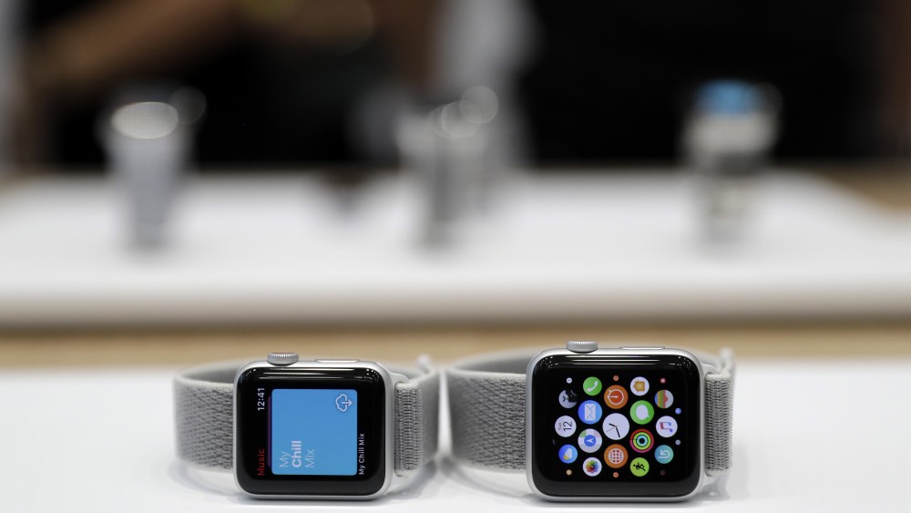 The new Apple Watch Series 3 is displayed in the showroom after the new product announcement at the Steve Jobs Theater on the new Apple campus, in Cupertino, CalifApple Showcase, Cupertino, USA - 12 Sep 2017