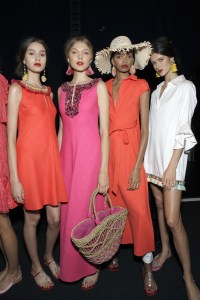 Backstage at Badgley Mischka RTW Spring 2018