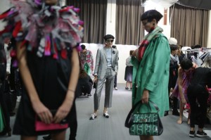 Backstage at Giorgio Armani RTW Spring 2018