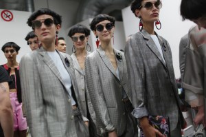 Backstage at Giorgio Armani RTW Spring 2018