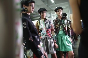 Backstage at Giorgio Armani RTW Spring 2018