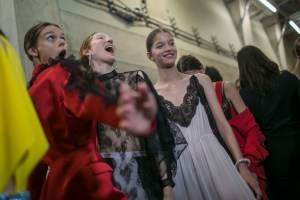 Backstage at Christopher Kane RTW Spring 2018