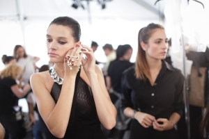 Backstage at Roberto Cavalli RTW Spring 2018