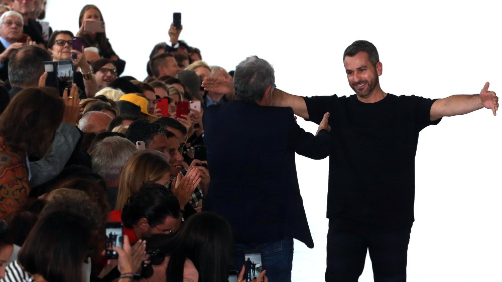 Paul SurridgeRoberto Cavalli - Runway - Milan Fashion Week, Italy - 22 Sep 2017British designer Paul Surridge (R) greets members of the audience after the presentation of his collection for Roberto Cavalli during the Milan Fashion Week, in Milan, Italy, 22 September 2017. The Spring-Summer 2017/2018 collections are presented at the Milano Moda Donna from 20 to 25 September.