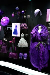 A color-coordinated section of the Dior retrospective in Paris.