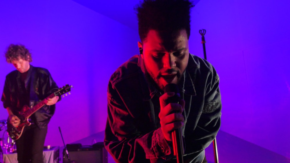 The Weeknd performing