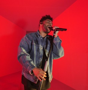 The Weeknd performing
