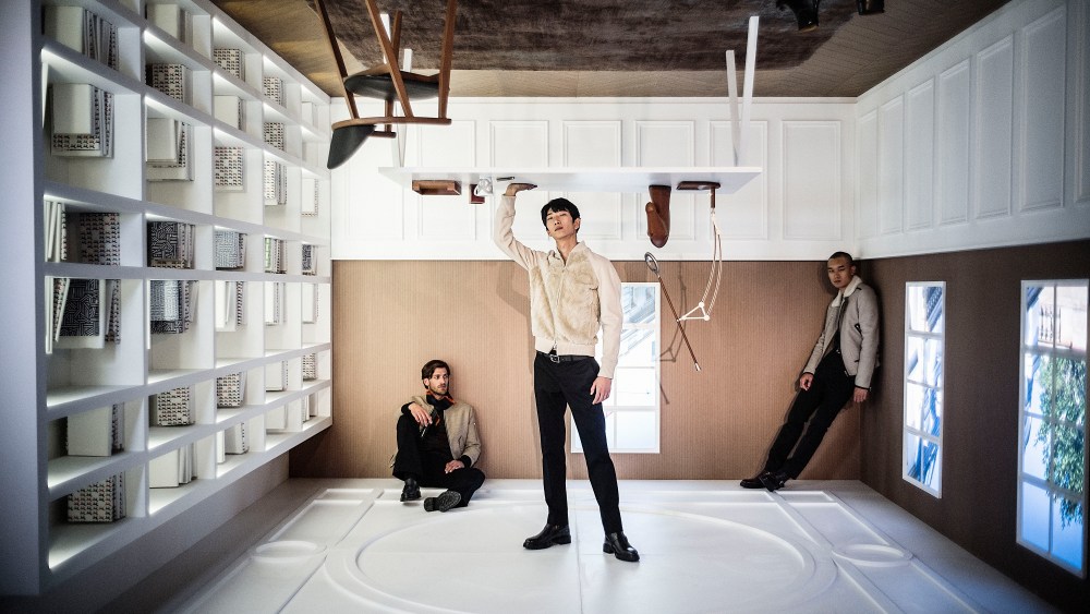 Hermès created an elaborate universe for their "Men Upside Down" event held in Hong Kong's old Kai Tak airport site.